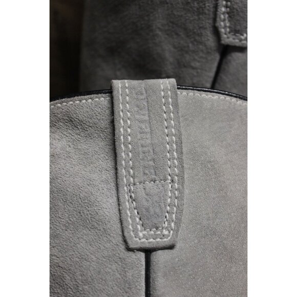 Wolverine women's vintage pale gray suede mid calf stacked heel Western boots - Picture 13 of 16